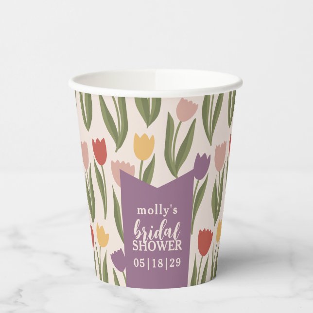 Gobelets En Papier Tulipes Baby Shower Personnalisé  (Gauche)