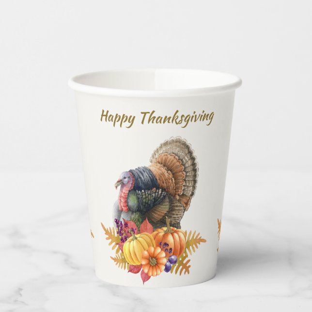 Gobelets En Papier Turquie Citrouilles Coupes de papier Thanksgiving (Gauche)
