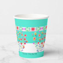 Turquoise Lumineux Avec Floral Coloré