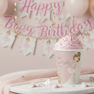 Gobelets En Papier Tutu Ballerine Danseuse de Ballet Fille 5ème Anniv