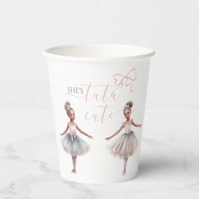 Gobelets En Papier Tutu Cute Elegant Ballerina Aquarelle Anniversaire (Recto)