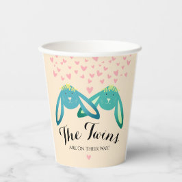 Gobelets En Papier Twin Bunnies Baby shower Jaune clair
