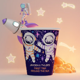 Gobelets En Papier Twins Premier voyage autour des roquettes des astr