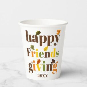 Gobelets En Papier Typographie colorée Happy Friendsgiving fall