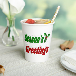 Gobelets En Papier Typographie de Noël à Holly Joyeuses Fêtes