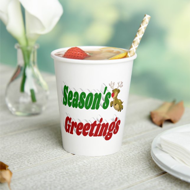 Gobelets En Papier Typographie de Noël de Reindeer Joyeuses Fêtes (Insitu)