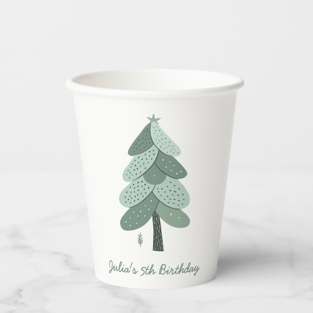 Gobelets En Papier Un arbre de Noël simple Anniversaire (Recto)