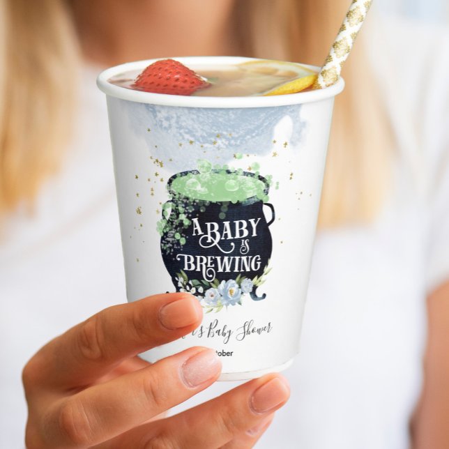 Gobelets En Papier un bébé brasse le Baby shower d'Halloween bleu (Créateur téléchargé)