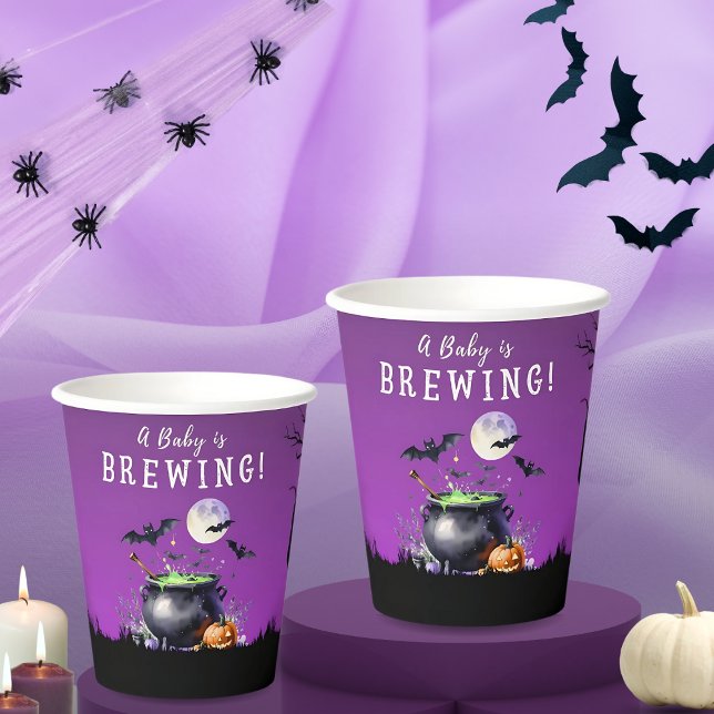 Gobelets En Papier Un bébé brasse un Baby shower d'Halloween (Créateur téléchargé)