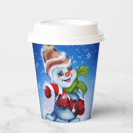 Gobelets En Papier Un bonhomme de neige festif