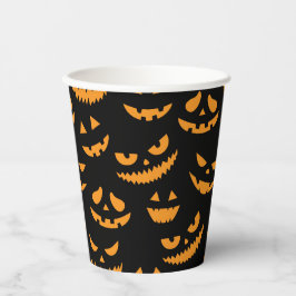Gobelets En Papier Un Citrouille éffrayant assiste à la fête d'Hallow