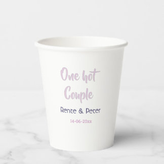 Gobelets En Papier Un couple chaud ajouter nom pastel violet rétro mo