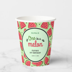 Gobelets En Papier Un dans un Melon Eté Watermelon 1er Anniversaire