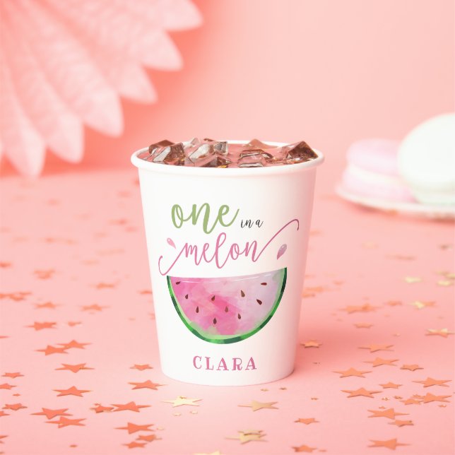 Gobelets En Papier Un dans une pastèque melon (Insitu)