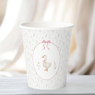 Gobelets En Papier Un Fleur sauvage d'oie sotte rose Bow fille Annive