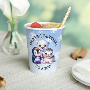 Gobelets En Papier Un garçon Baby shower d'hiver polaire arctique