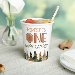 Gobelets En Papier Un Joyeux Camper Rustic Woodland 1er anniversaire
