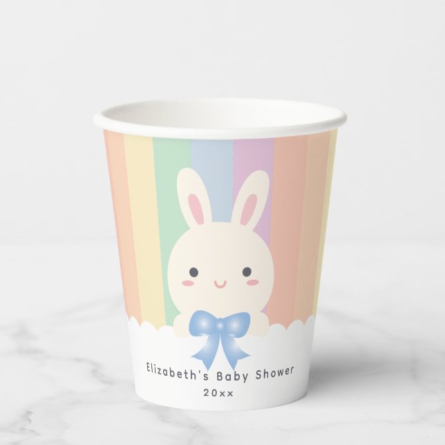 Gobelets En Papier Un lapin est sur le chemin Baby shower garçon (Recto)