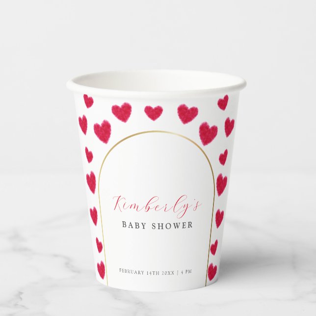 Gobelets En Papier Un petit Baby shower de Valentines d'Arc (Recto)