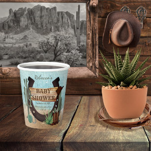 Gobelets En Papier Un petit Baby shower Western Boy Cowboy