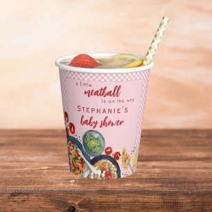 Gobelets En Papier Un Petit Boulet De Viande Arrive Fête Prénatale Ro
