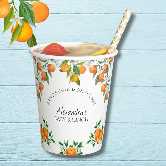 Gobelets En Papier Un Petit Brunch Pour Bébé Cutie Orange Citrus (Créateur téléchargé)