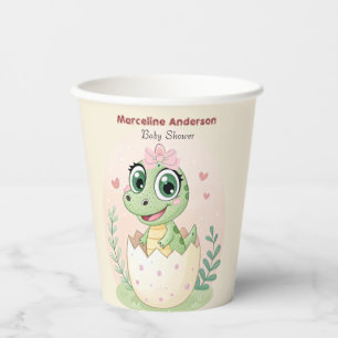 Gobelets En Papier Un Petit Dinosaure Mignonne Se Trouve Sur Le Chemi