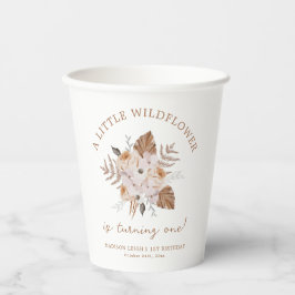 Gobelets En Papier Un Petit Fleur sauvage Anniversaire Dark Terracott