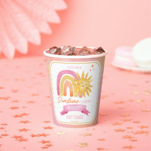 Gobelets En Papier Un petit rayon de soleil Baby shower fille