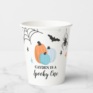 Gobelets En Papier Un Spooky Halloween bleu Citrouilles 1er Anniversa