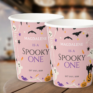 Gobelets En Papier Un Spooky One Halloween 1er Anniversaire Rose