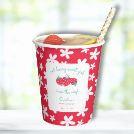 Gobelets En Papier Une Berry Sweet Girl Baby shower Fraise Floral