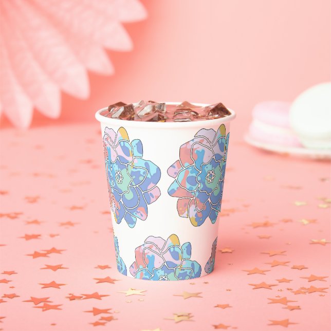 Gobelets En Papier Une fleur faite de taches de peinture (Insitu)