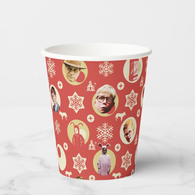 Gobelets En Papier Une histoire de Noël Rétro Snowflake Motif (Recto)