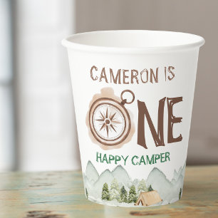 Gobelets En Papier Une joyeuse Camper Mountains 1ère fête d'anniversa