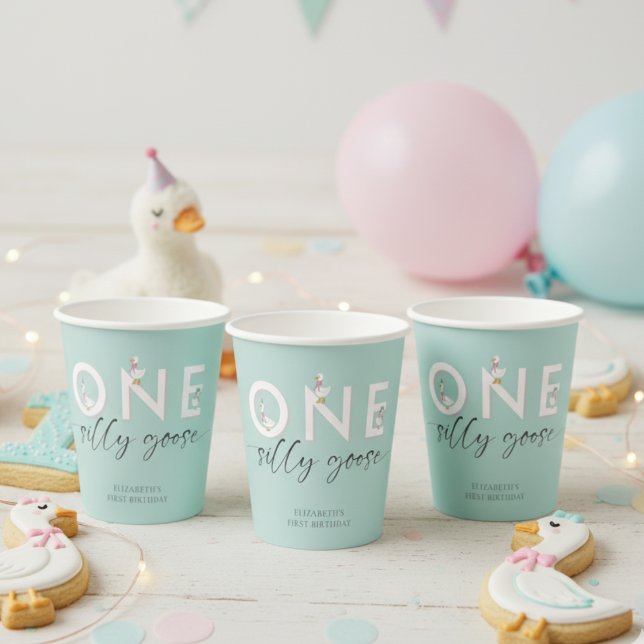 Gobelets En Papier Une oie bête 1er anniversaire mignonne (Créateur téléchargé)