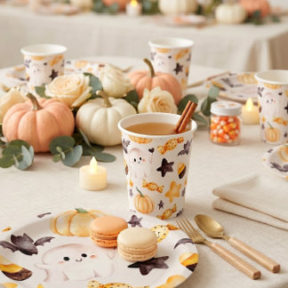 Gobelets En Papier Une petite chauve-souris Baby Shower Halloween aqu