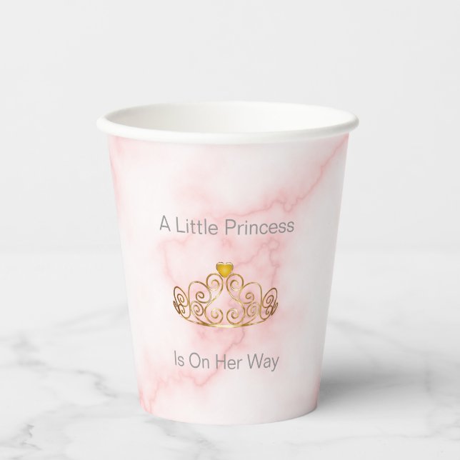 Gobelets En Papier Une Petite Princesse Est En Chemin Baby shower Ros (Recto)