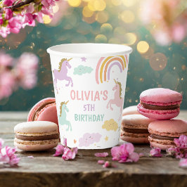 Gobelets En Papier Unicorn Magical Rainbow Celebration Fille Annivers