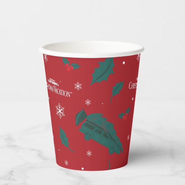 Gobelets En Papier Vacances de Noël Holly Motif (Recto)