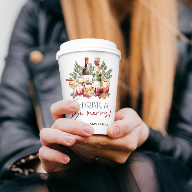 Gobelets En Papier Vacances de Noël pour manger et être heureux (Créateur téléchargé)