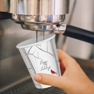 Gobelets En Papier Vacances hiver simple Red Cardinal Birger Tree