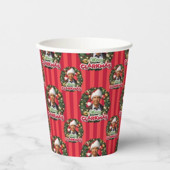 Gobelets En Papier Vacances Noël | Merry Clarkmas Motif (Recto)