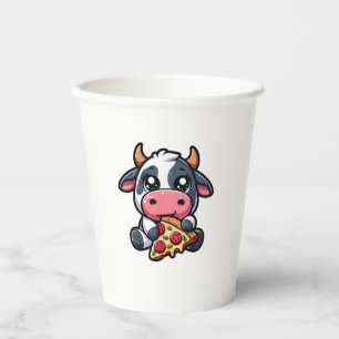 Gobelets En Papier Vache Manger Pizza Margherita Repas Footies _4