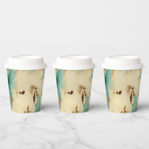 Gobelets En Papier Vachure d'or blanc turquoise