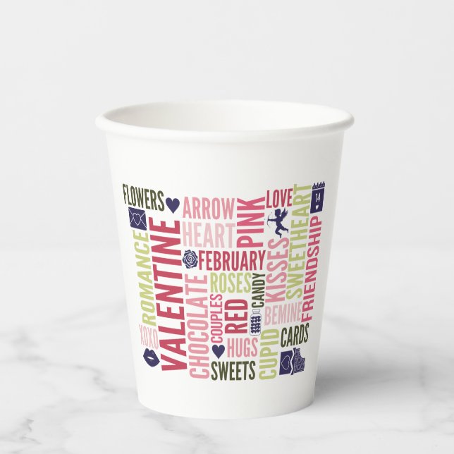 Gobelets En Papier Valentine Mots Saint Valentin (Recto)