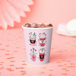 Gobelets En Papier Valentines Day Latte Coffee Lover