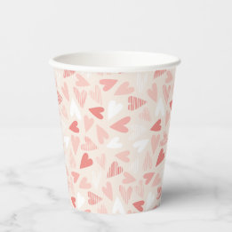 Gobelets En Papier Valentines Jour Chic Coeurs Rose