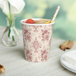 Gobelets En Papier Vases Floraux Élégants Rose Fantaisistes