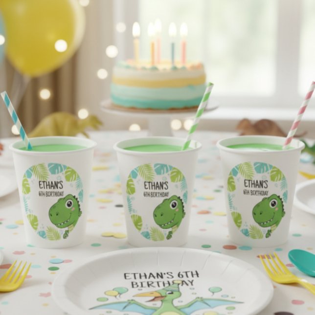 Gobelets En Papier Vasos De Papel Personalized Dinosaur Paper Cups - (Créateur téléchargé)